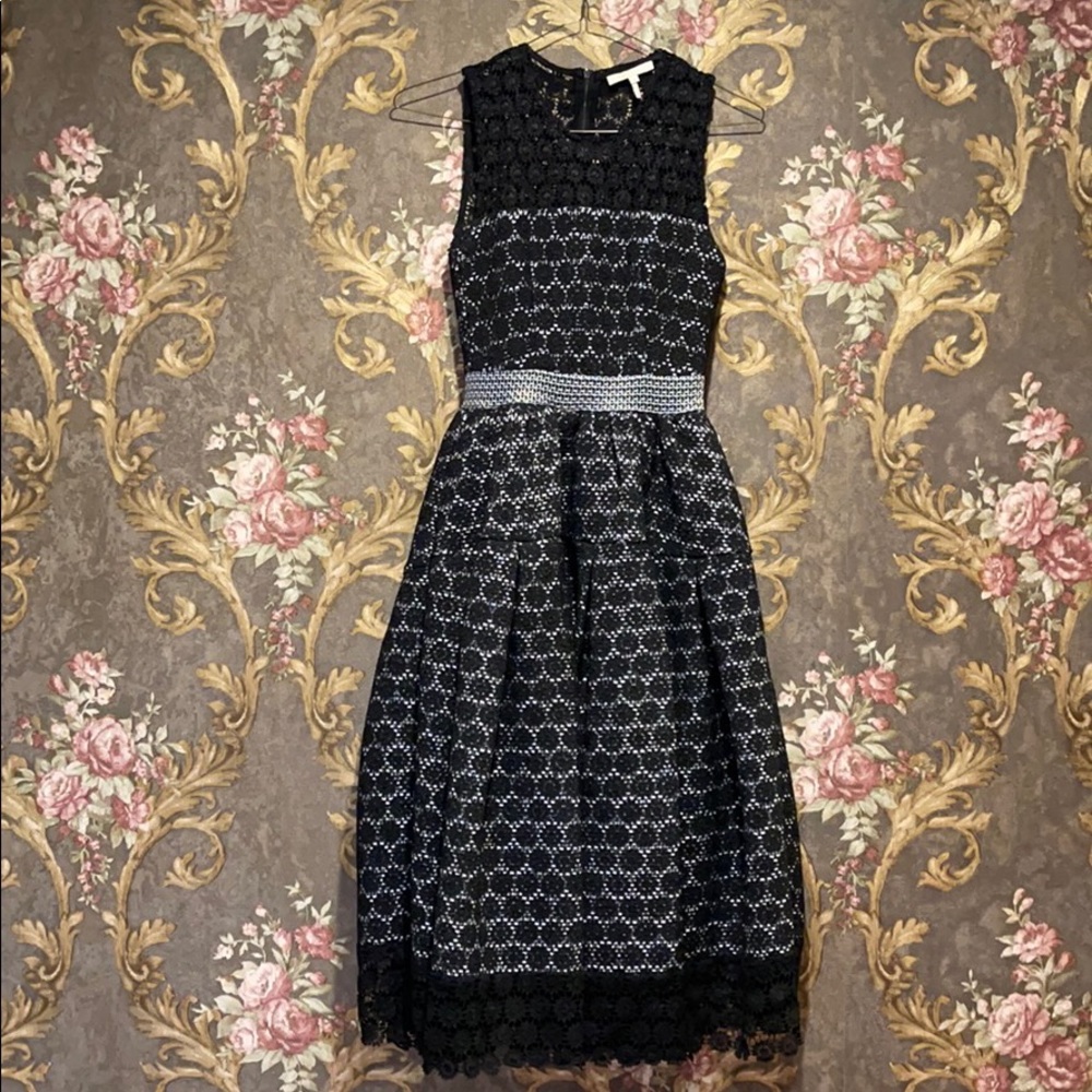 MAJE Black/White Lace MIDI Dress